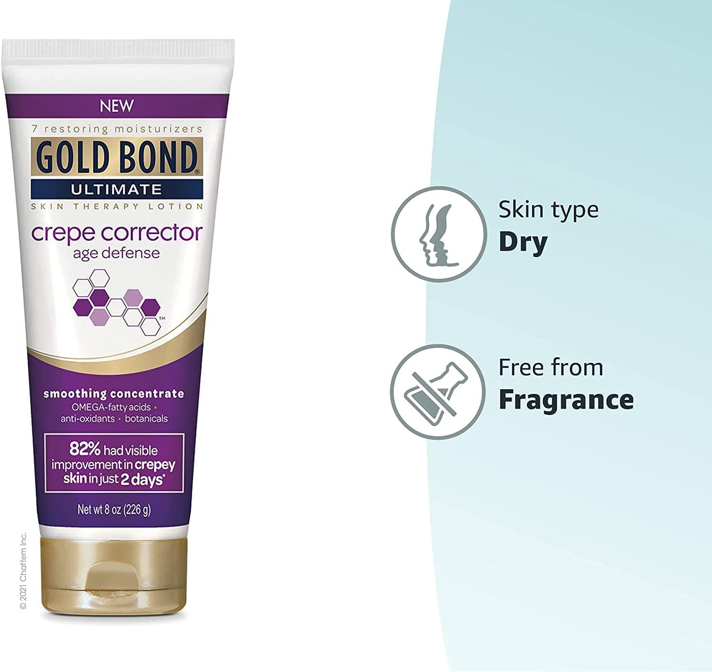 Gold Bond Ultimate Crepe Corrector 8 oz, Age Defense Smoothing Concentrate Skin Therapy Lotion (Pack of 2)