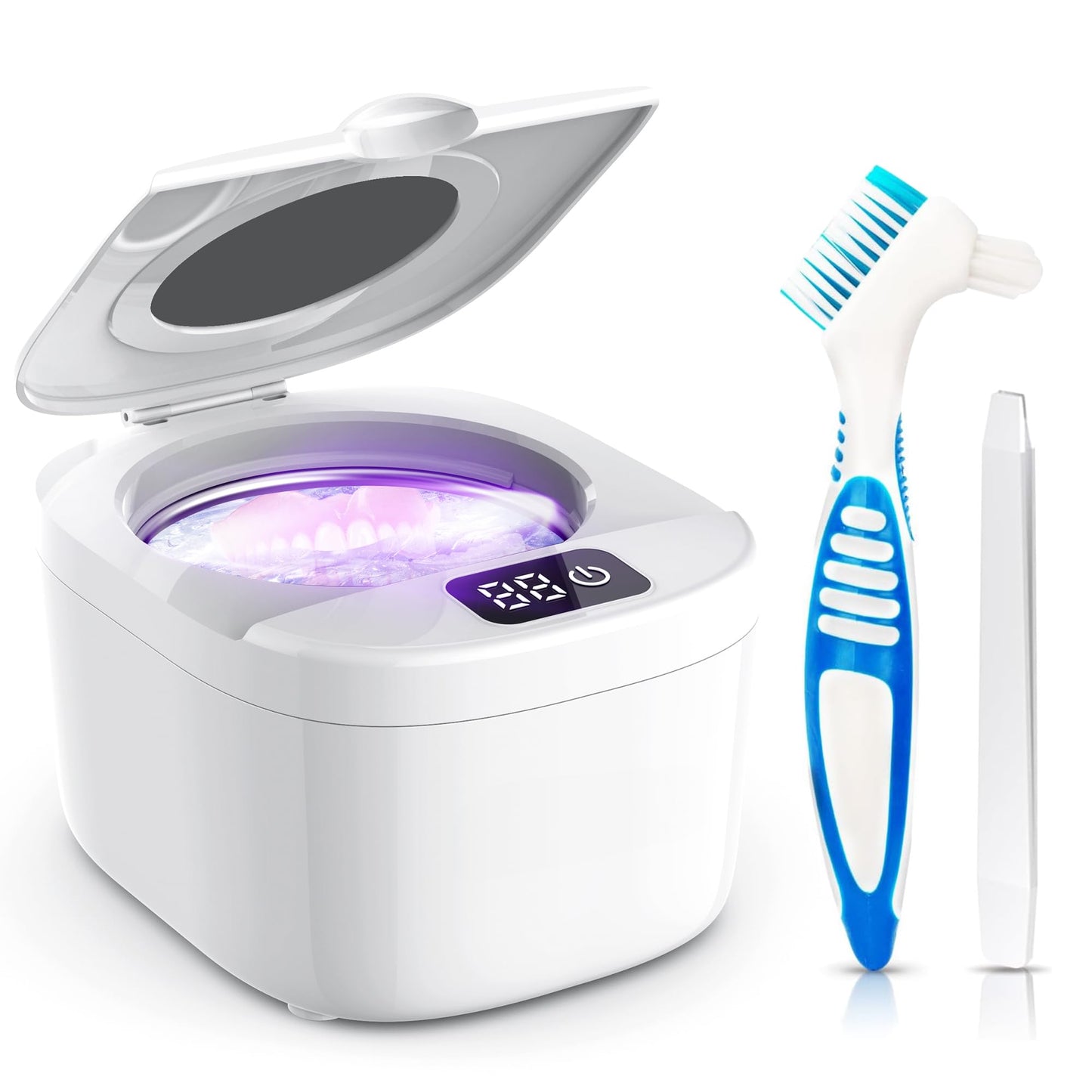 Professional Ultrasonic Retainer Cleaner Retainer Cleaning Machine - 45kHz Ultrasonic Cleaning, Suitable for Denture Mouth Guard Aligner Dental Trays