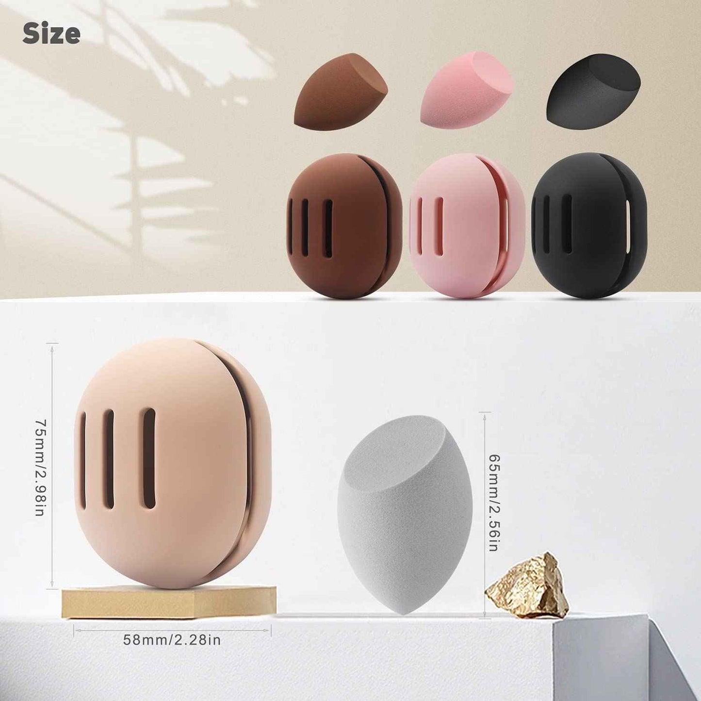BEZOX Makeup Blender with Holder, Non-Latex Beauty Sponge with Case of Premium Silicone for Blending Liquid Foundations Cosmetics, Travel Sponge Holders, Soft and Skin-Friendly - Pink