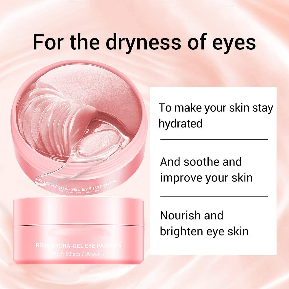 AKARY Eye Patches Rose Hydra-Gel Eye Mask Sheet Lady Skin Care Pad Remove Fine Lines Smooth Repair the Eyes Skin, Under Eye Gel for Moisturizing and Relieving, Firm the Look of the Eye Area