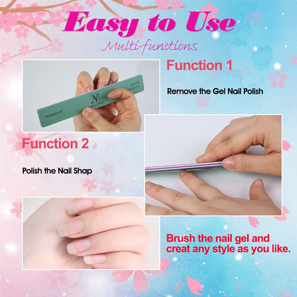 Nail File 80/100 Grit Professional Nail Files and Buffers for Natural Nails,Double Sides Washable Durable Dustless Emery Boards for Nails for Nail Art DIY or Nail Manicure Salon