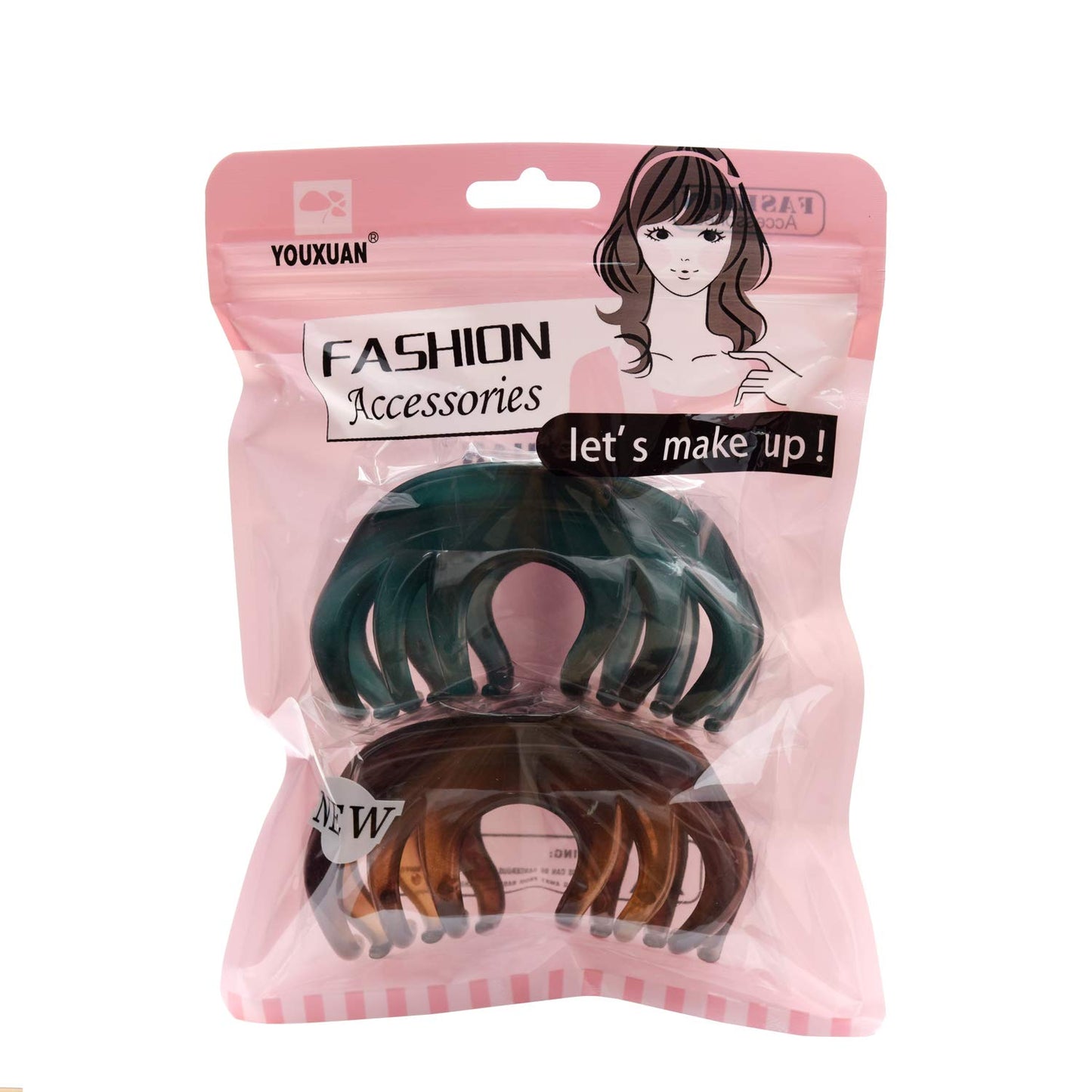 Youxuan Hair Claw for Women, 4 Inch Pretty Hair Clip, Hair Grip for Thick Hair, Coffee and Niagara blue