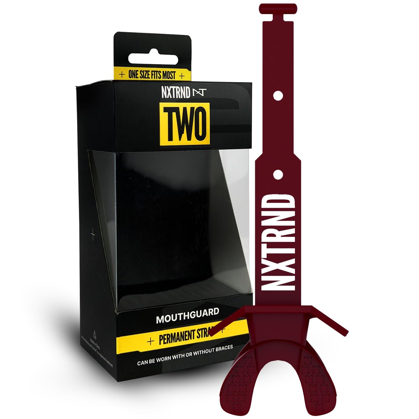 Nxtrnd Two Football Mouth Guard, Football Mouthpiece with Strap, Fits Adult & Youth (Maroon)