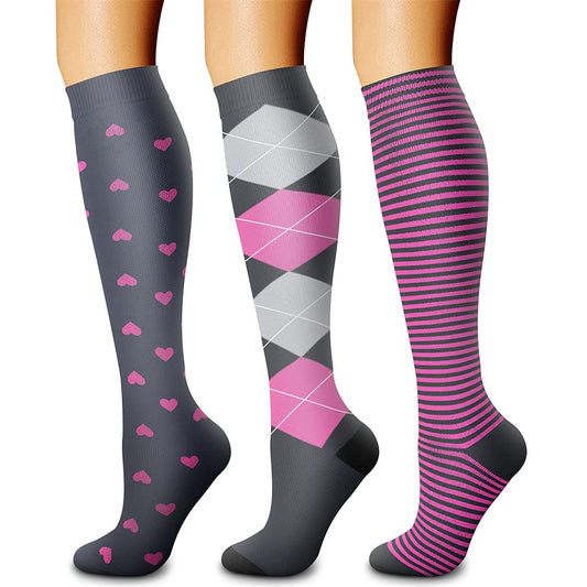 CHARMKING Compression Socks for Women & Men Circulation (3 Pairs) 15-20 mmHg is Best Athletic for Running, Flight Travel, Support, Cycling, Pregnant - Boost Performance, Durability (S/M, Multi 41)