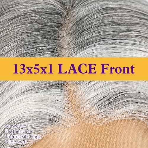 Grey Synthetic Lace Front Wig,Silver Side Part Short Straight Glueless Bob Wigs for White Women Daily Use 10IN (#2/60HL)
