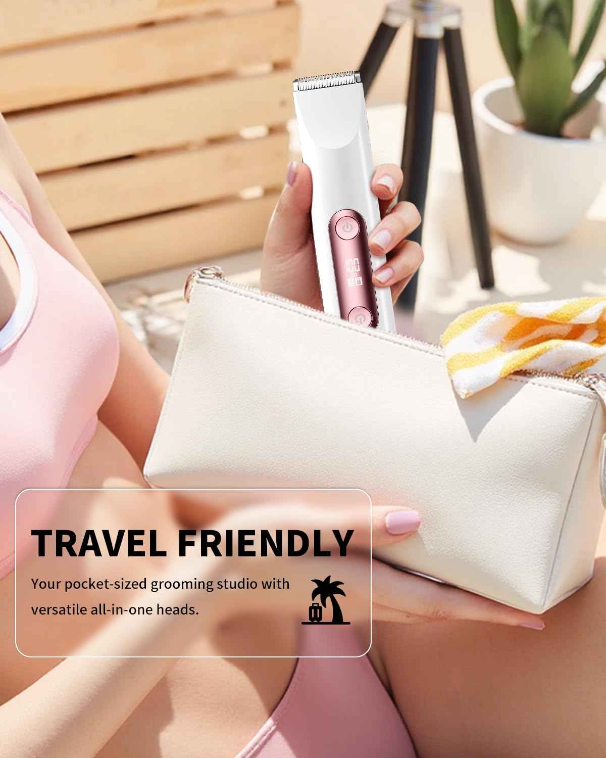 Ufree Bikini Trimmer Electric Razors for Women Dual Head, Pubic Body Hair Trimmer Electric Shaver for Face, Legs, Arm, Rechargeable Lady Shaver Waterproof, Summer Grooming Kit, Gifts for Her