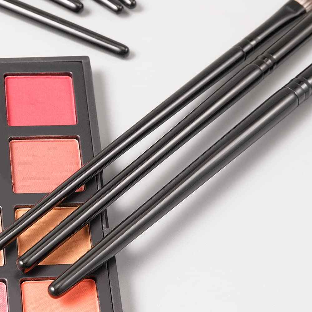 Anmor Luxurious Black Makeup Brush Set, Premium Makeup Brushes for Foundation Kabuki Powder Blush Eyeshadow Blending Crease Makeup, Superior Soft Luxurious Makeup Brush Set with Micro Crystal Fiber