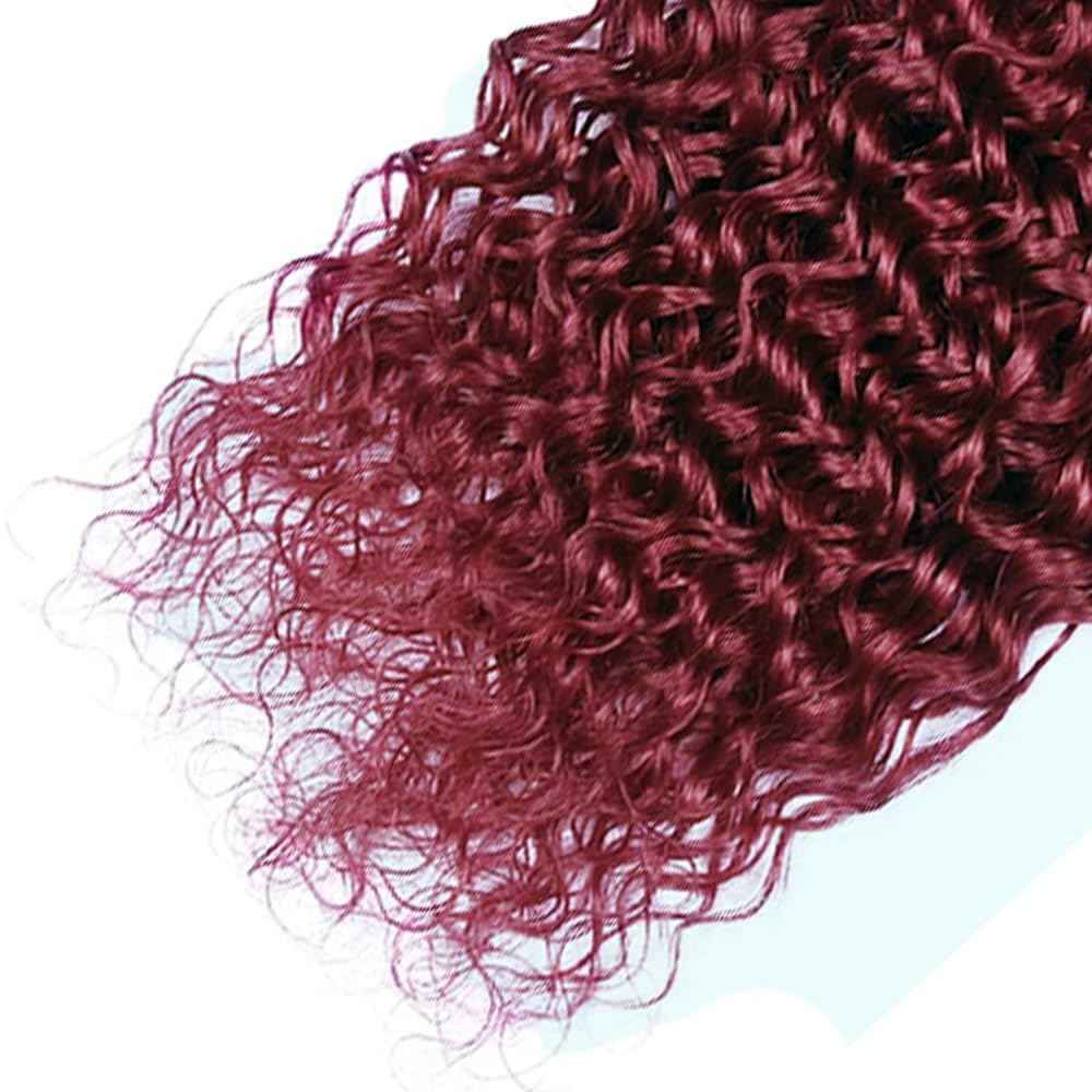 Water Wave Human Hair Bundles 14 16 18 Inch #99J Burgundy Bundles Human Hair Red 12A Unprocessed Native Virgin Hair 100/PC 3 Extensions Wet and Wavy Weave for Women