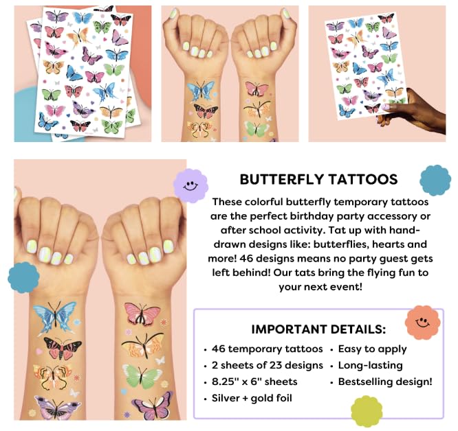 Butterfly Temporary Tattoos - 46 Glitter Designs by xo, Fetti