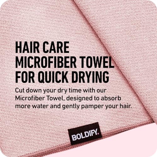 Boldify Pink Microfiber Hair Towel Wrap for Women - Quick Dry & Gentle on Curly Hair