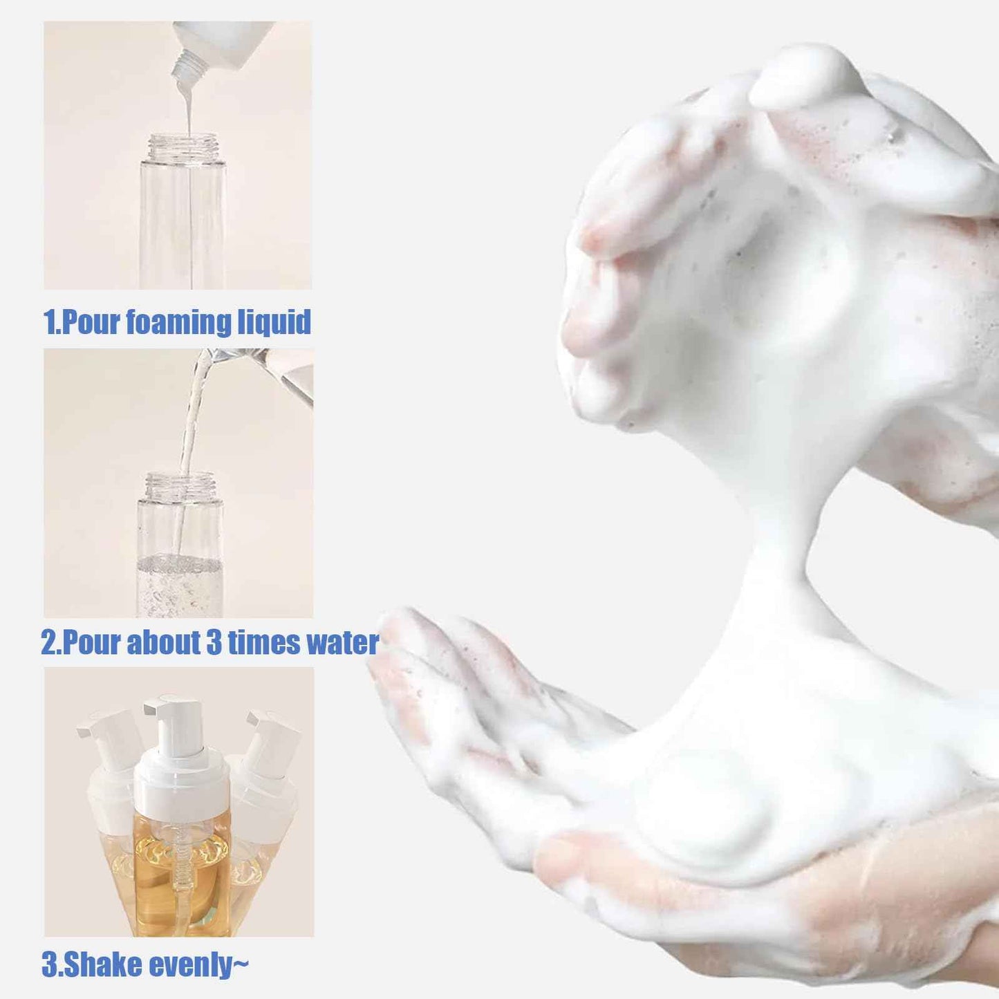 MIUXIA 4PCS 2OZ Foam Pump Bottle Soap Dispenser 60ml Foaming Spray Bottle Mousse Transparent Empty Travel Reusable Refillable Cosmetic Pump Dispenser Toiletries Shampoo Lotion