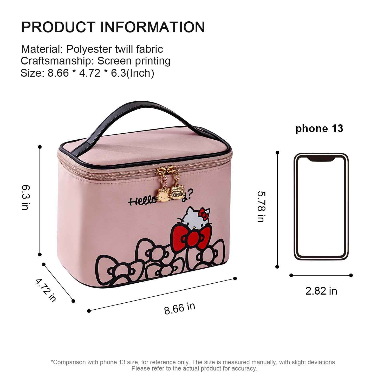 AmBealla Makeup Bag Large Waterproof Cosmetic Bags with Makeup Brush Holder, Cute Printed Makeup Organizer for Women Traveling,Portable Toiletry Bag for Girls