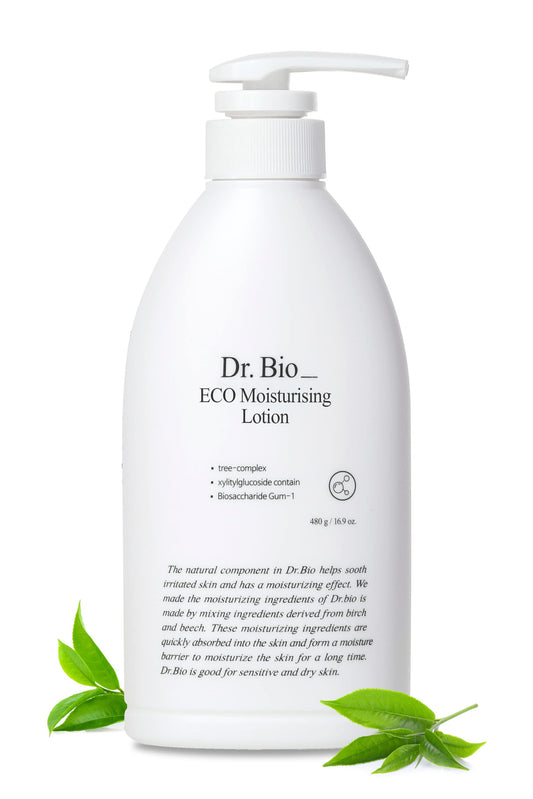 Dr.Bio Eco Moisture Lotion, Body & Face Daily Moisturizer for Sensitive Skin Types with Ceramide Shea Butter, Probiotics & Cica, Organic & Vegan, Fragrance-Free, Hypoallergenic Korean Skincare