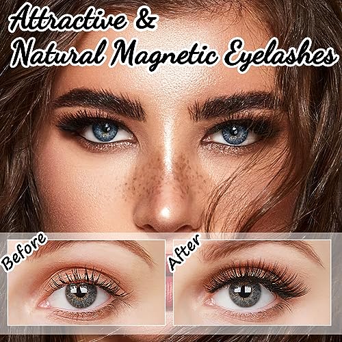 Awmyis Magnetic Eyelashes Kit with Eyeliner & Tweezers - 10 Pairs, 3D Natural Look, Reusable (Variation: 10)