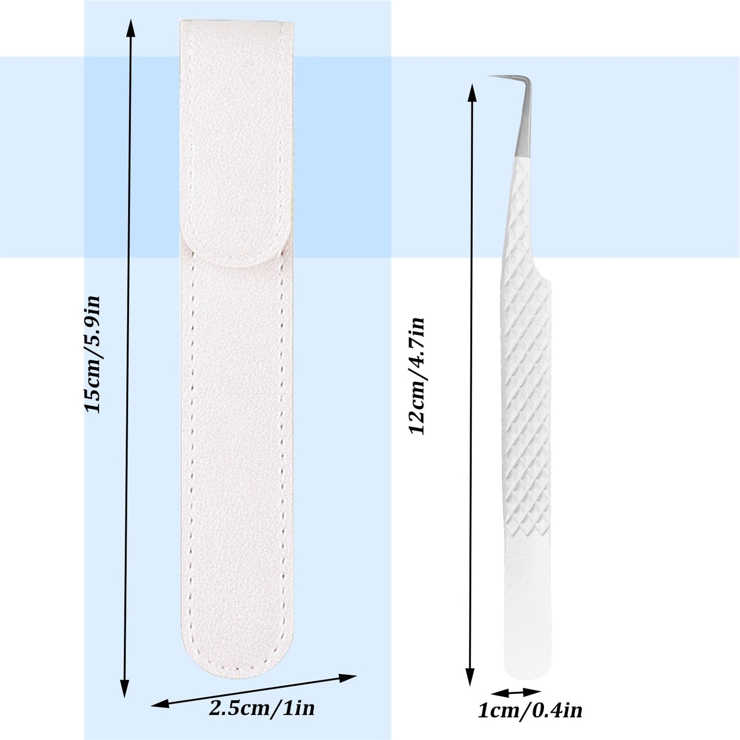 Lash Tweezers For Eyelash Extensions Fiber Tip Lash Tweezers For Women Precision Tweezers Professional Craft Tweezers, Fiber Tip Japanese Steel (White-90 Degree)