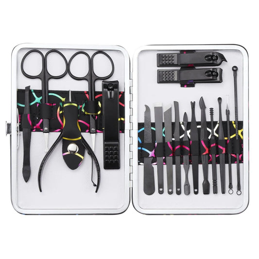 Jeeje Manicure Set, 18 in 1 Pedicure Kit Carbon Steel Nail Clippers Eyebrow Scissors Tweezers Ear Pick Professional Grooming Tools with Portable Luxurious Case for Travel or Home