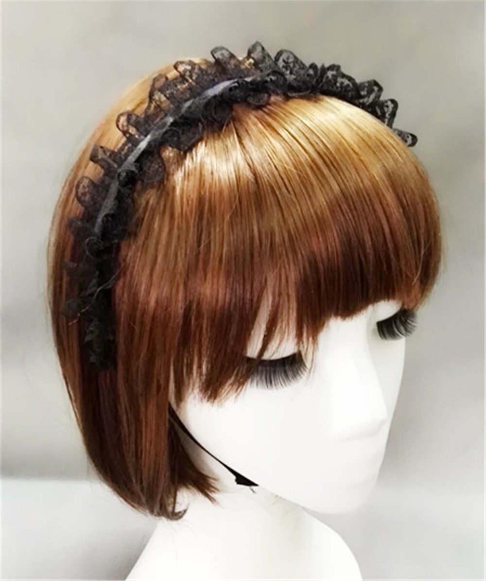Handmade Hair Accessory Headband Gothic lolita cosplay maid black and white lace hair trim hair hoop