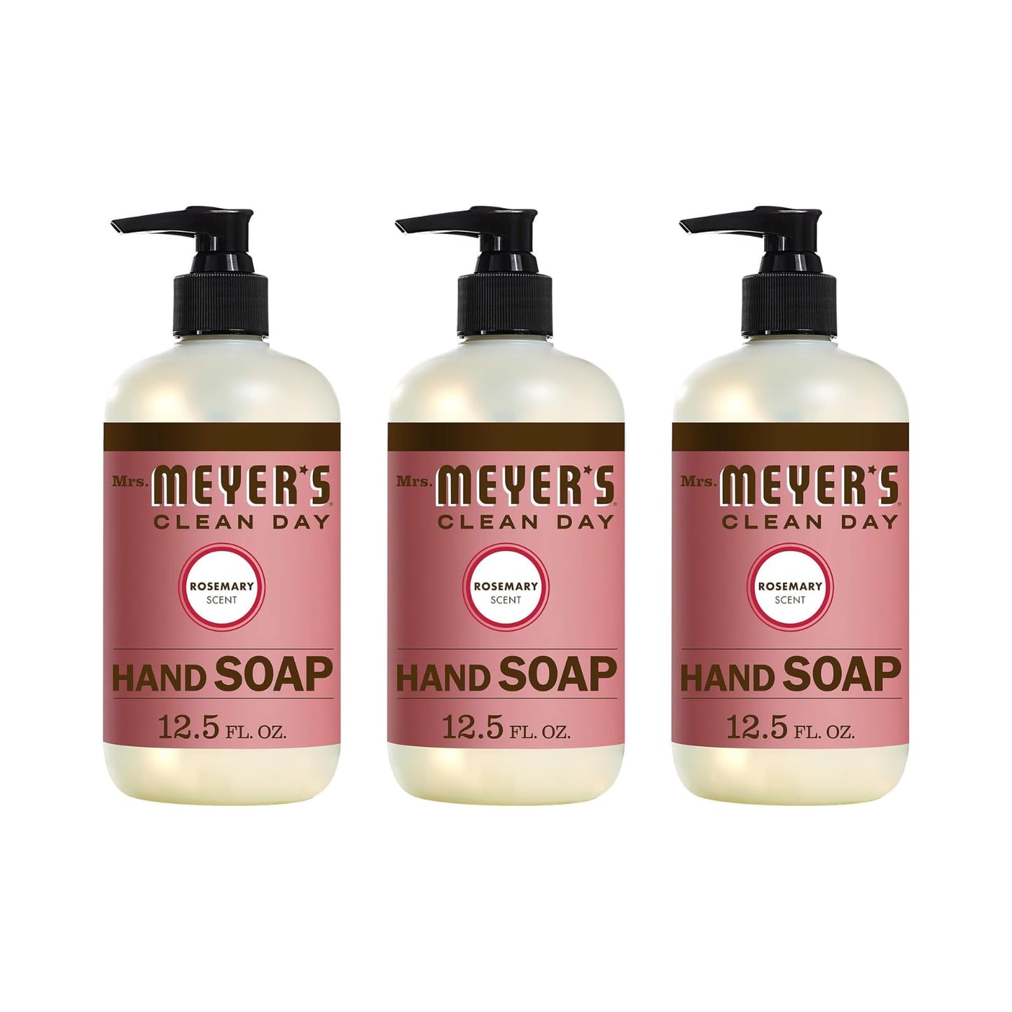 Mrs. Meyer's Clean Day Liquid Hand Soap Bottle, Rosemary Scent, 12.5 Fl Oz (Pack of 3)