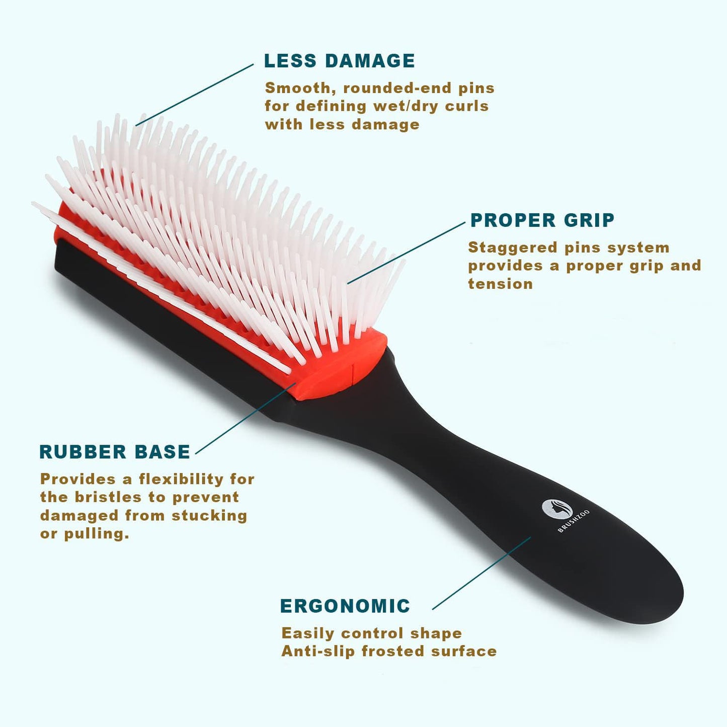 O BRUSHZOO Detangler Hair Brush for Curly Hair, Detangling Brush for Wet Dry Thick Wavy Hair, Curly Hair Brushes for Women Men Kids Styling Defining