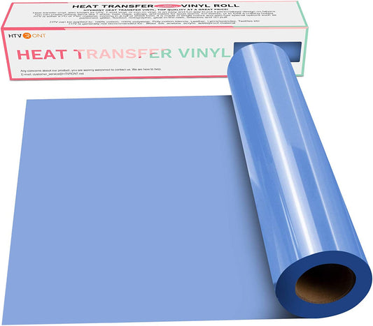 HTVRONT HTV Vinyl Rolls Heat Transfer Vinyl - 12" x 15ft Sky Blue HTV Vinyl for Shirts, Iron on Vinyl for Cricut & Cameo - Easy to Cut & Weed for DIY Heat Vinyl Design (Sky Blue)