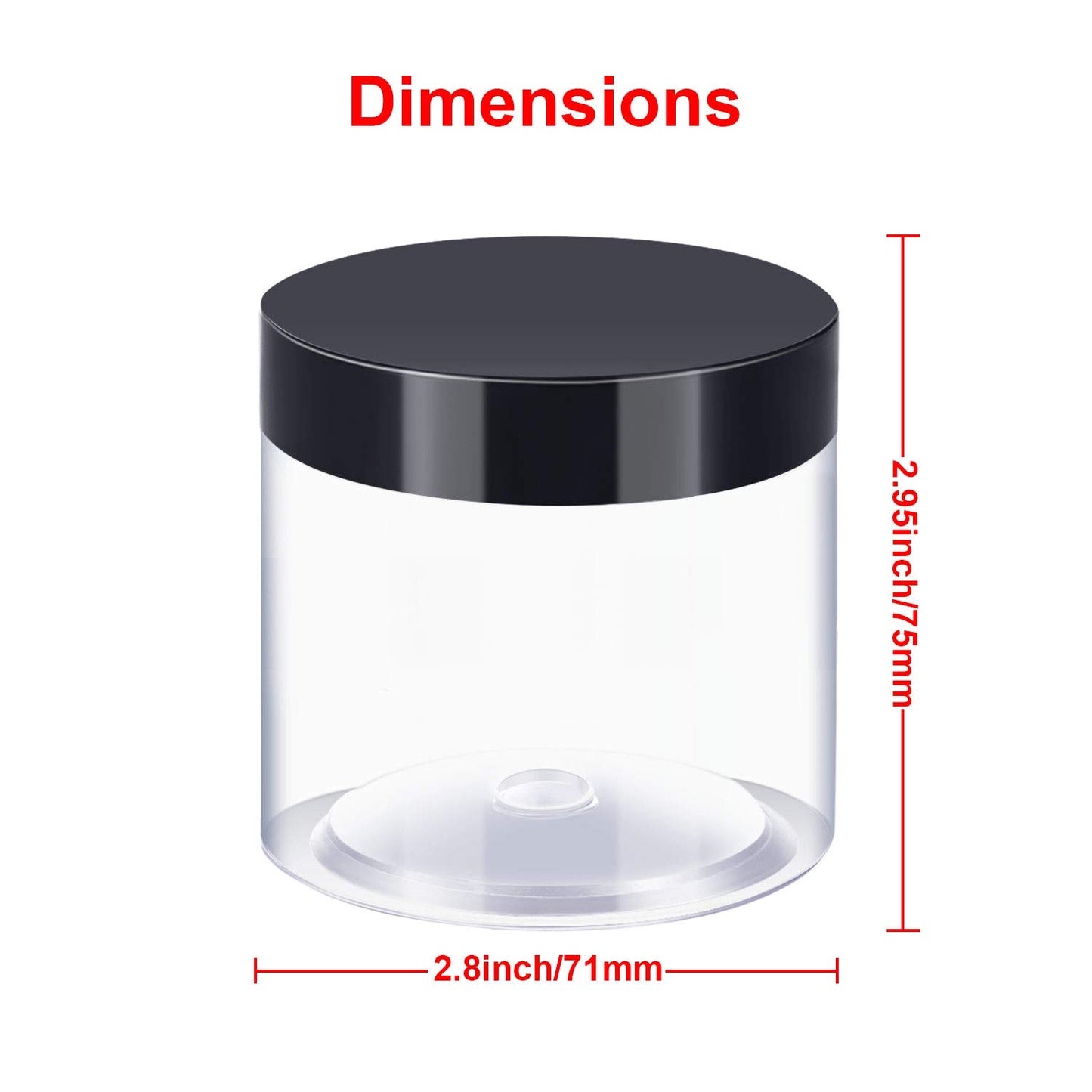 24 Pieces Empty Clear Plastic Jars with Lids Round Storage Containers Wide-Mouth for Beauty Product Cosmetic Cream Lotion Liquid Butter Craft and Food (Black Lid, 8 oz)