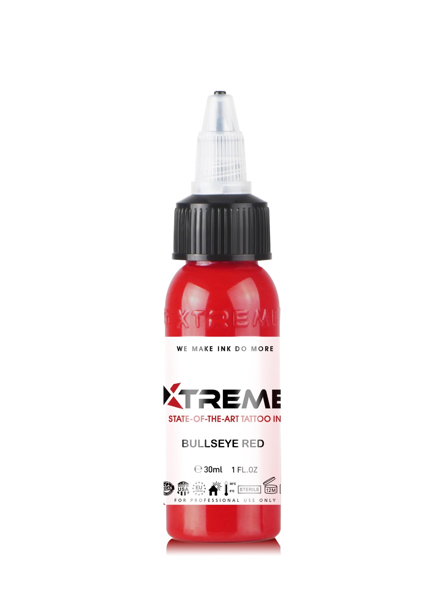 Xtreme Tattoo Ink, Versatile Medium Viscosity for Precision Tattooing, Rich Hue, Quick Healing, Acrylic-Free, Water Based and Premium Quality - Ready-to-Use Tattoo Ink (Bullseye Red, 1 oz)