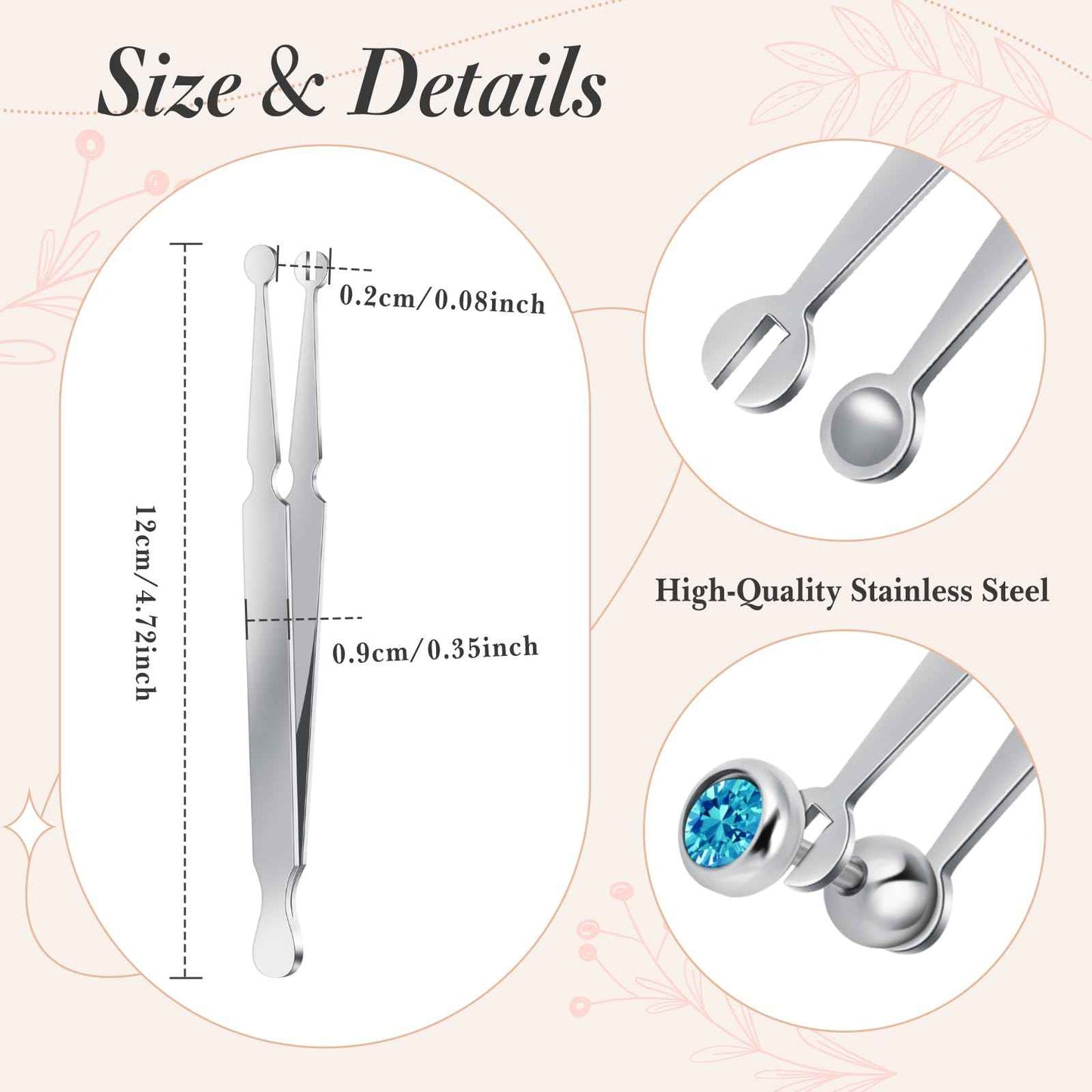 Mysora 4 Pcs Piercing Ball Grabber Tool 3mm Piercing Barbell Clamps Tool for Changing Jewelry Stainless Steel Forceps Locking Tweezers Clamps Kit for Nose Ear Lip Tongue Ball Screw Removal (Extended)
