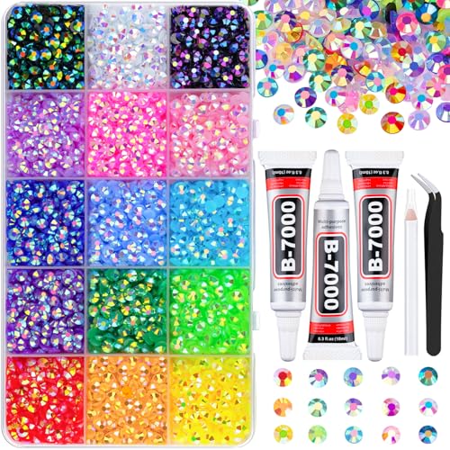 5200Pcs 5mm Resin Rhinestones Mixed-Color Flatback Gems