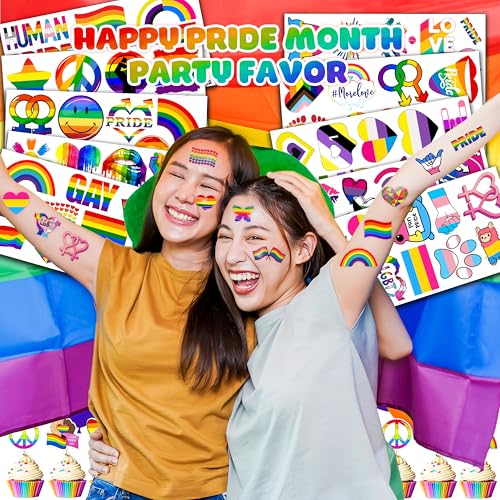 100 PCS Rainbow Pride Temporary Tattoos for Kids