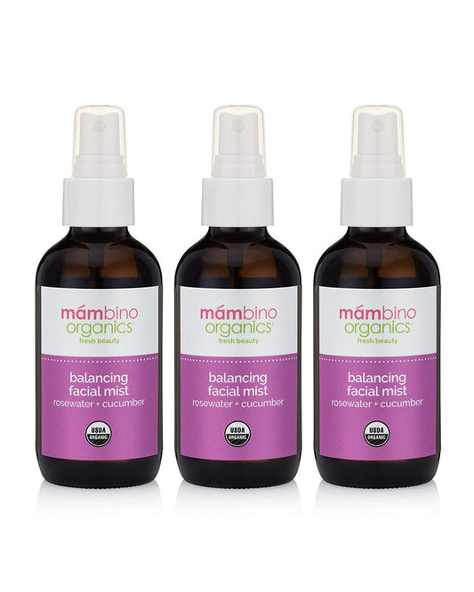 Mambino Organics Balancing Facial Mist, Rosewater and Cucumber, 4oz (3 Pack)