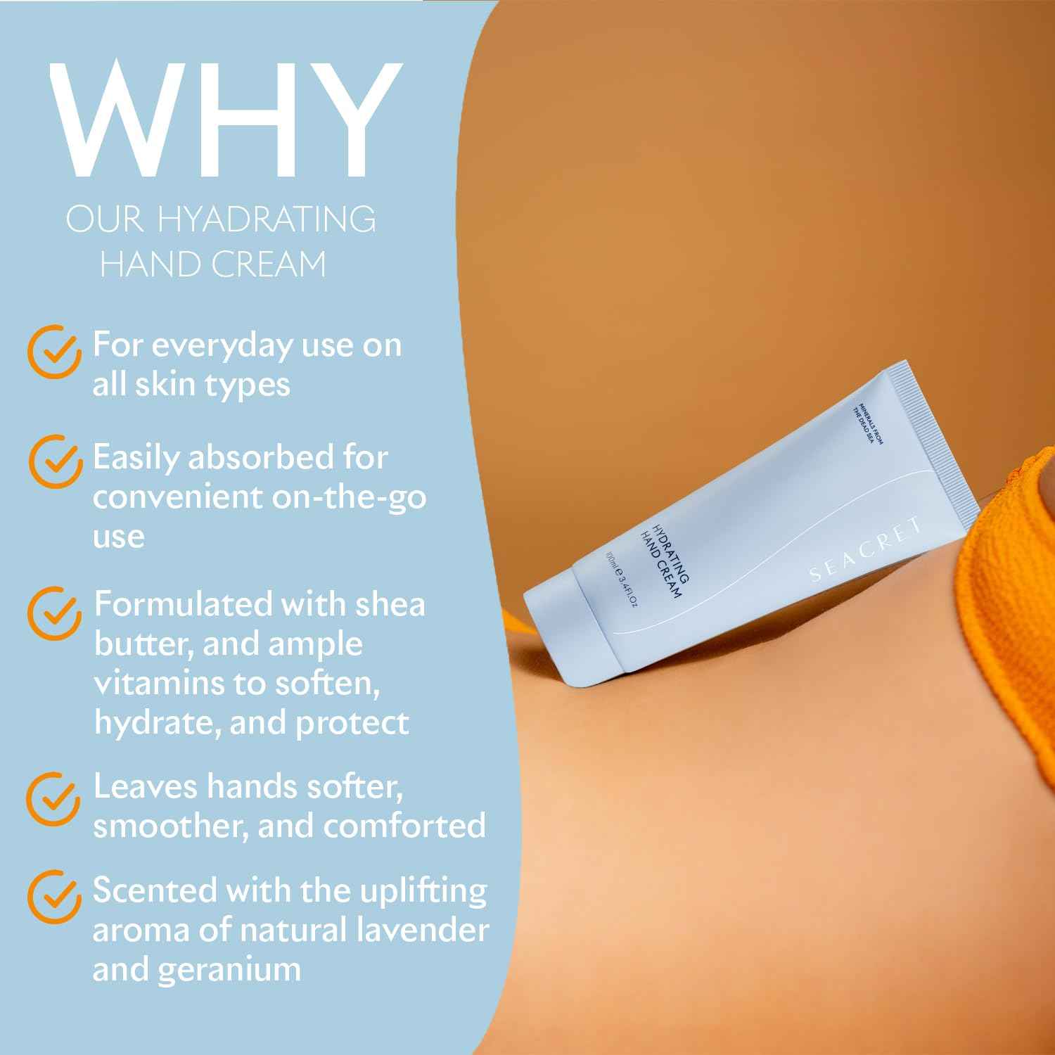 SEACRET Minerals From The Dead Sea Hand Cream With Shea Butter, 5.1 Fl Oz