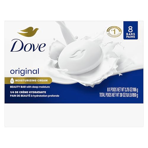 Dove Original Beauty Bar Soap, 8 Count, 1/4 Moisturizing Cream