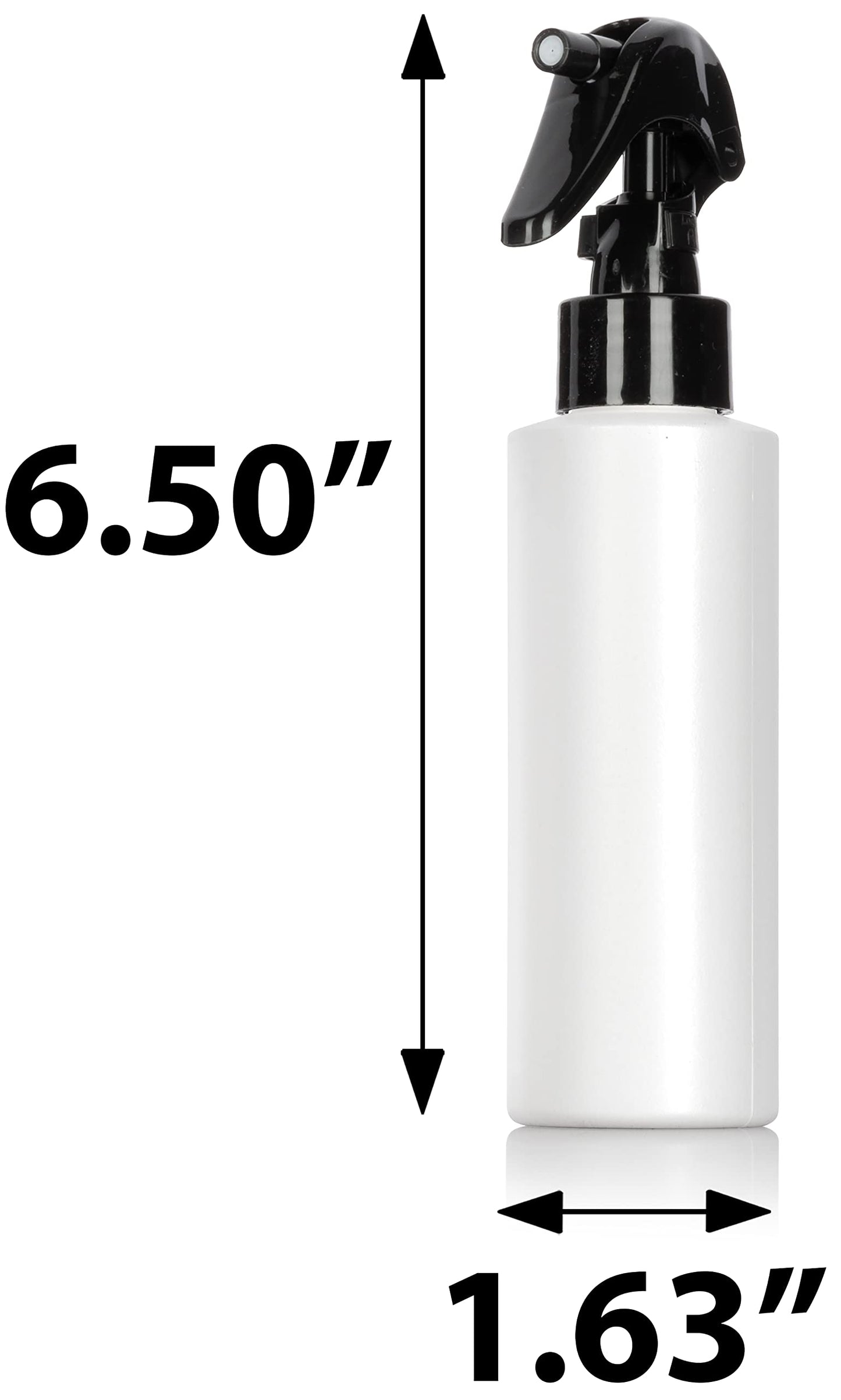 JUVITUS 4 oz / 120 ml White Refillable Plastic Cylinder Squeeze Bottle with Black Trigger Sprayer - 12 PACK