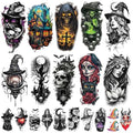 77 Sheets Witch Temporary Tattoos, Halloween Makeup Kit, Scary Half Arm Fake Tattoo Stickers for Adult Women Boy Girl