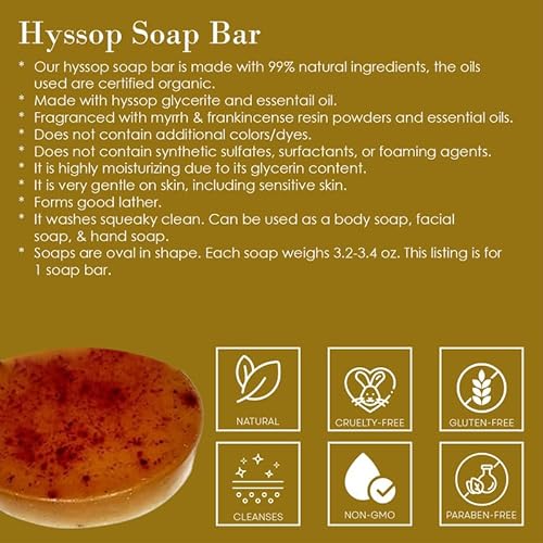 Cleanse Me With Hyssop Natural Soap Bar, Herbal Soap Bar Infused with Hyssop, Myrrh, and Frankincense Fragrance for Refreshing Experience (Myrrh and Frankincense)