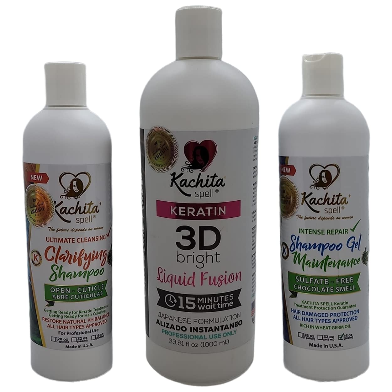 Full KIT Kachita Spell Brazilian Keratin 3D Hight Bright IMPROVED FORMULA Treatment Hair Straighteners and Repairs