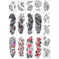 Full & Half Arm Temporary Tattoo Stickers, 17 Sheets Floral