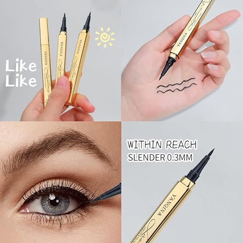 YANQINA Waterproof Liquid Eyeliner - Smudge-Proof,Makeup Long-Lasting Eyeliner Pencil for Women-Black,Smooth,Quick-Drying