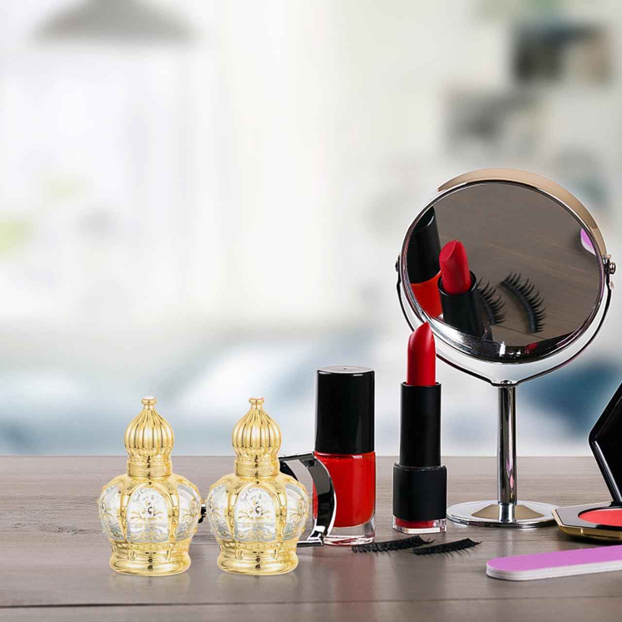 DOITOOL 2 Pack Glass Holy Water Bottles 10ml Empty Holy Water Containers Refillable Glass Roll on Bottles Essential Oil Containers for Catholic Christian Baptism Party Church