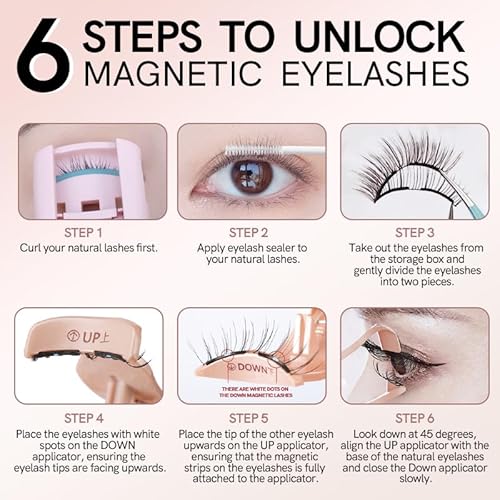Magnetic Eyelashes with Applicator Natural Reusable Soft Magnets Lashes Without Eyeliner, Glue-free Lightweight, Waterproof, Easy to Wear, No Makeup Remover Required(Mermaid Style)