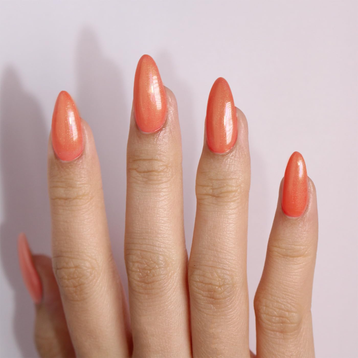 LECHAT Gel Polish - Bonfire, Color and Top in One Coat, Shiny Long-Wear, Shimmery Orange Gel Polish