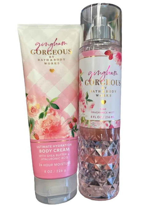 Bath and body Lotion, Perfume Mist, Shower Gel Fragrance Collection (Gingham Gorgeous Mist and Shea Set, 2 pc set)F