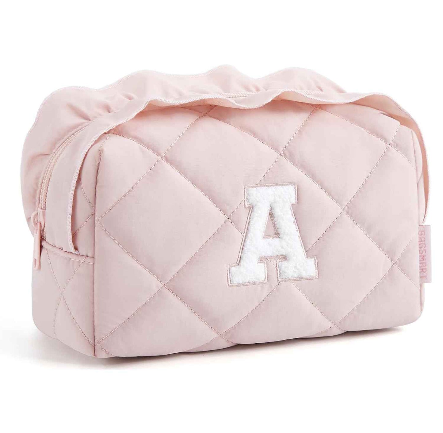 BAGSMART Elegant Roomy Makeup Bags (Initial-A-Pink)