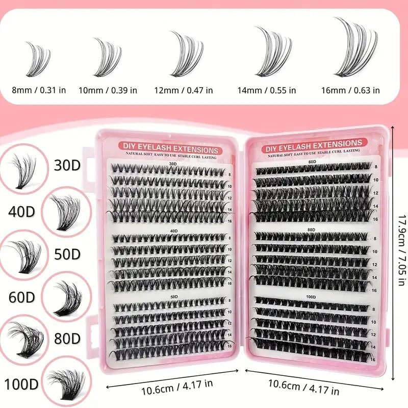 DIY Cluster Lash Extensions Kit - Mix 30D-100D 8mm-16mm