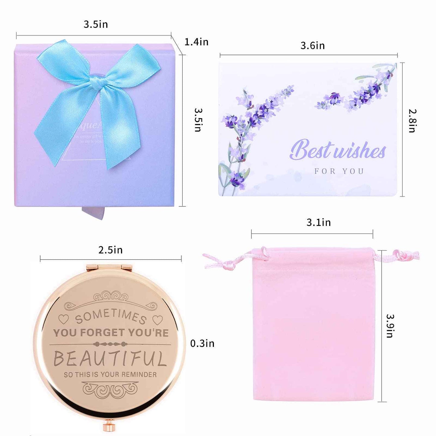 Birthday Gifts for Women－Compact Makeup Mirror,Gifts for Women, Festival,Valentine's Day,Christmas,Mother's Day, Graduation Party,The Gift for mom,Wife,Sister,Daughter,Friend,Classmate … (2-Rose gold)