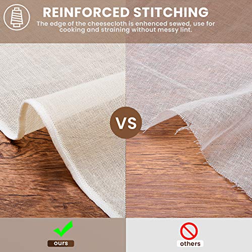 Precut Cheesecloth, 25 x 25'' 4 Pack, Grade 100, Ultra Fine Muslin Cloth for Straining & Cooking, 100% Unbleached Cotton Cloths