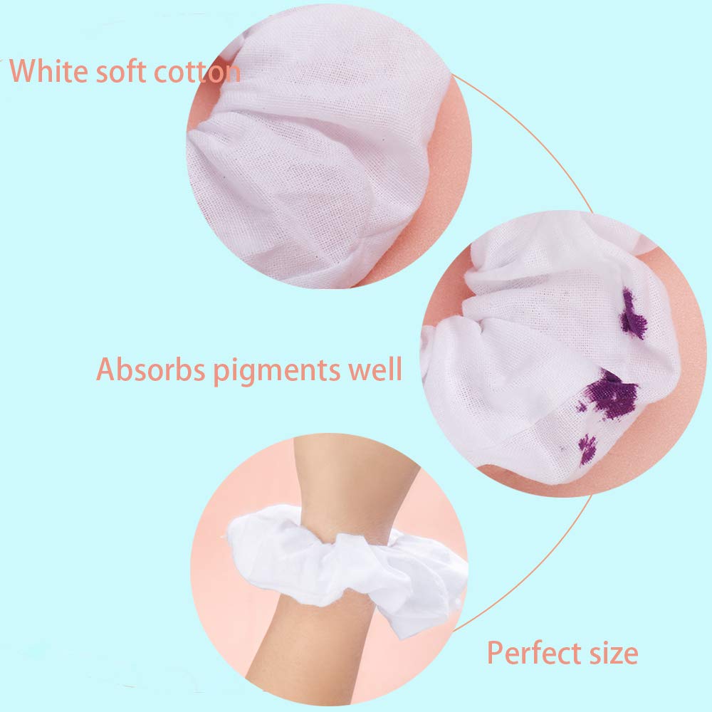 RJMBMUP 20 Pack White Cotton Scrunchies for Tie Dye Party Hair Elastic Hair Ties Pony Tail Holder for Women