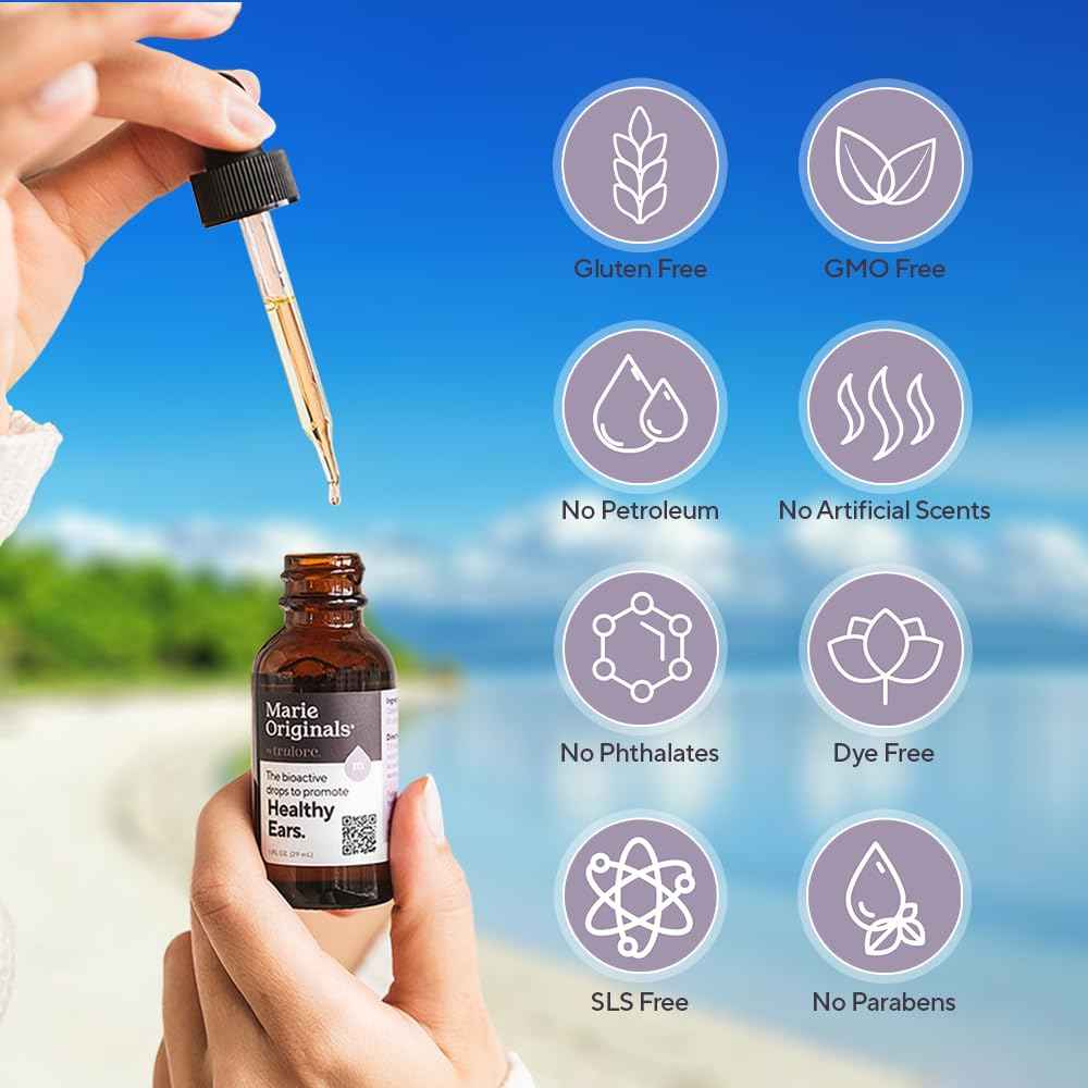 Marie Originals Natural Ear Oil Drops | Mullein Garlic Oil Ear Drops for Infections Prevention, Herbal Ear Ache Drops for Adults, Kids & Pets, Soothes Ear Pain & Wax Removal, Earache Remedies (2 Pack)
