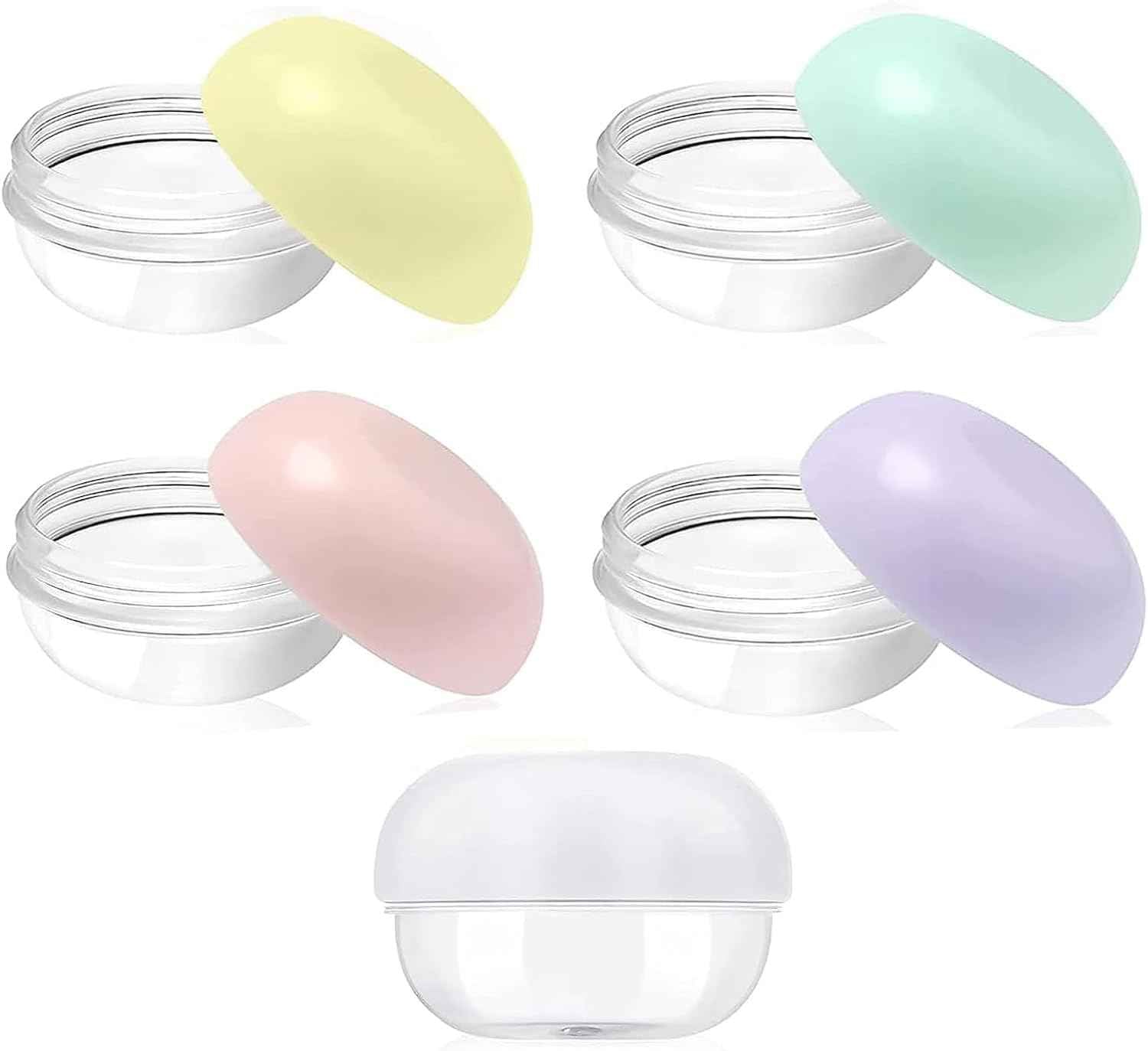 RONRONS Leak Proof Mini Travel Jars, Travel Containers for Creams with Lids and Labels, Travel Bottles Lip Balm Cosmetic for Jewelry Case Toiletries Moisturizer Plastic Small Jar 5 Pcs 10ml