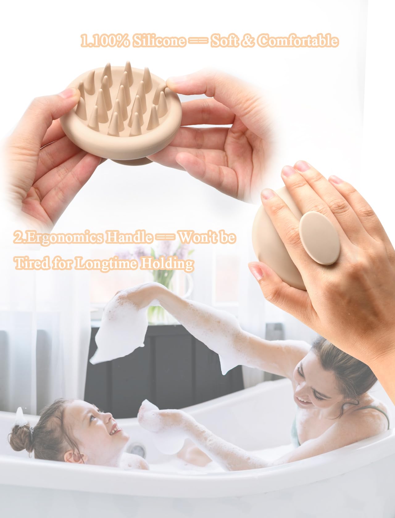 Shampoo Scrubber Scalp Scalp Massager Hair Growth [Beige] Brush for Dandruff Stress Relax Dog Head Massager Hair Brushs for Shower Soft Silicone Stimulating for Animal Gift for Wife Girls Mother